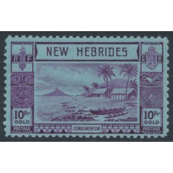 NEW HEBRIDIES - 1938 10Fr violet/blue Lopevi Island & Canoe, MH – SG # 63