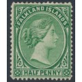 FALKLAND IS - 1892 ½d green QV, crown CA watermark, MH – SG # 16 FALKLAND IS - 1892 ½d green QV, crown CA watermark, MH – SG # 16