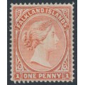 FALKLAND IS - 1899 1d pale red QV, crown CA watermark, MH – SG # 23 FALKLAND IS - 1899 1d pale red QV, crown CA watermark, MH – SG # 23