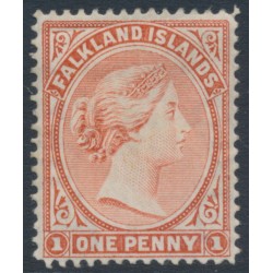 FALKLAND IS - 1899 1d pale red QV, crown CA watermark, MH – SG # 23