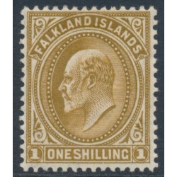 FALKLAND IS - 1904 1/- brown KEVII definitive, MH – SG # 48