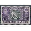 FALKLAND IS - 1938 £1 black/violet Coat of Arms, MNH – SG # 163 FALKLAND IS - 1938 £1 black/violet Coat of Arms, MNH – SG # 163