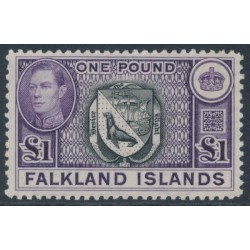 FALKLAND IS - 1938 £1 black/violet Coat of Arms, MNH – SG # 163