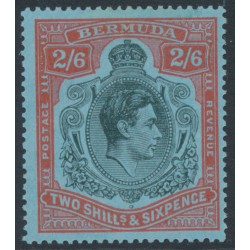 BERMUDA - 1938 2/6 black/red on grey-blue KGVI definitive, perf. 14, MH – SG # 117