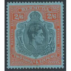BERMUDA - 1950 2/6 black/orange-red on pale blue KGVI definitive, perf. 13, MH – SG # 117c