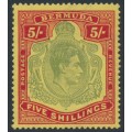 BERMUDA - 1945 5/- green/red on pale yellow KGVI definitive, perf. 14, MH – SG # 118e