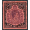 BERMUDA - 1943 £1 purple/black on red KGVI definitive, perf. 14, MH – SG # 121c