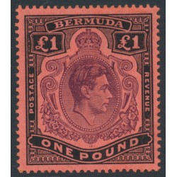 BERMUDA - 1943 £1 purple/black on red KGVI definitive, perf. 14, MH – SG # 121c