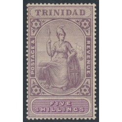 TRINIDAD - 1901 5/- lilac/mauve Britannia, crown CA watermark, ordinary paper, MH – SG # 132