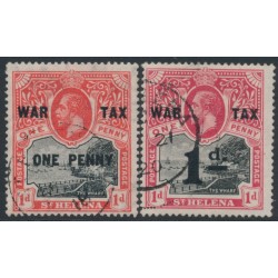 ST HELENA - 1916-1919 1d+1d War Tax overprints, used – SG # 87+88