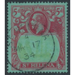 ST HELENA - 1927 5d green/deep carmine on green Badge of St. Helena, used – SG # 103