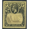 ST HELENA - 1923 4d grey/black on yellow Badge of St. Helena, MH – SG # 92 ST HELENA - 1923 4d grey/black on yellow Badge of St. Helena, MH – SG # 92