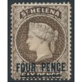 ST HELENA - 1894 4d on 6d sepia QV, crown CA wmk, MH – SG # 43c ST HELENA - 1894 4d on 6d sepia QV, crown CA wmk, MH – SG # 43c