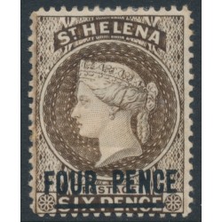 ST HELENA - 1894 4d on 6d sepia QV, crown CA wmk, MH – SG # 43c