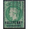 ST HELENA - 1884 ½d on 6d emerald QV, crown CA wmk, used – SG # 34 ST HELENA - 1884 ½d on 6d emerald QV, crown CA wmk, used – SG # 34