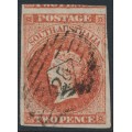 AUSTRALIA / SA - 1856 2d red QV [Adelaide printing], '25' numeral postmark – SG # 9