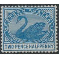 AUSTRALIA / WA - 1892 2½d blue Swan, crown CA watermark, MH – SG # 97a
