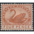 AUSTRALIA / WA - 1890 4d chestnut Swan with crown CA watermark, MH – SG # 98