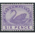 AUSTRALIA / WA - 1890 6d bright violet Swan with crown CA watermark, MH – SG # 100