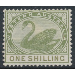 AUSTRALIA / WA - 1890 1/- pale olive-green Swan with crown CA watermark, MH – SG # 101