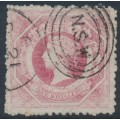 AUSTRALIA / NSW - 1860 1/- rose-carmine Diadem, perf. 12:12, ‘12’ watermark, used – SG # 153