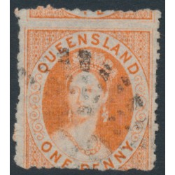 AUSTRALIA / QLD - 1865 1d orange-vermilion QV Chalon, small star watermark, perf. 13, used – SG # 44