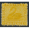 AUSTRALIA / WA - 1865 2d yellow Swan, perf. 12½, upright crown CC watermark, MH – SG # 54