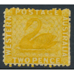 AUSTRALIA / WA - 1865 2d yellow Swan, perf. 12½, upright crown CC watermark, MH – SG # 54