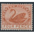 AUSTRALIA / WA - 1890 4d chestnut Swan with crown CA watermark, MH – SG # 98