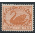 AUSTRALIA / WA - 1903 4d chestnut Swan, perf. 12½, sideways V crown watermark, MH – SG # 119