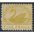 AUSTRALIA / WA - 1905 5d pale olive-bistre Swan, perf. 11, crown A watermark, MH – SG # 155