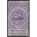 AUSTRALIA / SA - 1892 2/6 violet Long Tom overprinted SPECIMEN, MH – SG # 195as