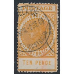 AUSTRALIA / SA - 1908 10d deep orange Long Tom, thick POSTAGE, crown SA wmk, used – SG # 287