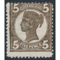 AUSTRALIA / QLD - 1909 5d sepia QV side-face, crown A watermark, MH – SG # 295a