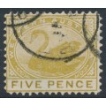 AUSTRALIA / WA - 1905 5d bistre Swan, perf. 12½:12½, sideways V crown watermark, used – SG # 120