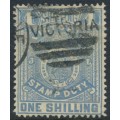 AUSTRALIA / VIC - 1885 1/- chalky blue on lemon Stamp Duty, perf. 12½, used – SG # 257