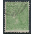 AUSTRALIA / VIC - 1867 1d deep yellow-green Laureates, double-lined '1' watermark, used – SG # 153a