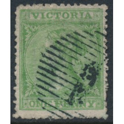AUSTRALIA / VIC - 1867 1d deep yellow-green Laureates, double-lined '1' watermark, used – SG # 153a