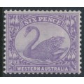 AUSTRALIA / WA - 1906 6d bright violet Swan, W crown A watermark, MH – SG # 115
