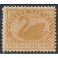 AUSTRALIA / WA - 1908 4d chestnut Swan, sideways A crown watermark, perf. 12½, MH – SG # 142a