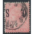 AUSTRALIA / SA - 1899 1d rosine Queen Victoria, inverted O.S. overprint, used – SG # O81a