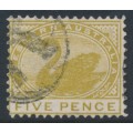 AUSTRALIA / WA - 1905 5d pale olive-bistre Swan, perf. 12½, sideways crown A watermark, used – SG # 143