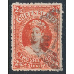 AUSTRALIA / QLD - 1886 2/6 vermilion Large Chalon, thick paper, used – SG # 158