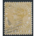 AUSTRALIA / WA - 1879 1d bistre Telegraph Stamp, perf. 14, used – SG # T1