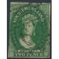 AUSTRALIA / TAS - 1855 2d green Chalon, imperf., large star watermark, used – SG # 16