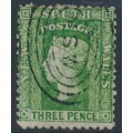 AUSTRALIA / NSW - 1872 3d yellow-green Diadem, perf. 13:13, ‘6’ watermark, used – SG # 157a