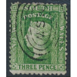 AUSTRALIA / NSW - 1872 3d yellow-green Diadem, perf. 13:13, ‘6’ watermark, used – SG # 157a