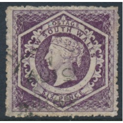 AUSTRALIA / NSW - 1866 6d purple Diadem, perf. 13:13, '12' watermark, used – SG # 165b