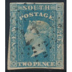 AUSTRALIA / NSW - 1856 2d pale blue Diadem, imperf., ‘2’ watermark, plate I, used – SG # 113