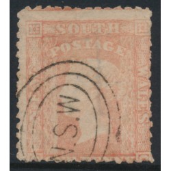 AUSTRALIA / NSW - 1864 1d pale red Diadem, perf. 13:13, single-lined ‘1’ watermark, used – SG # 195